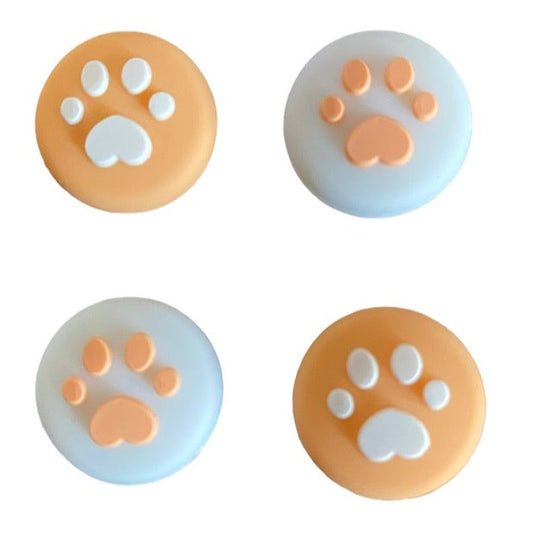 JenDore Orange White 4Pcs Paws Silicone Thumb Grip Caps for Nintendo Switch