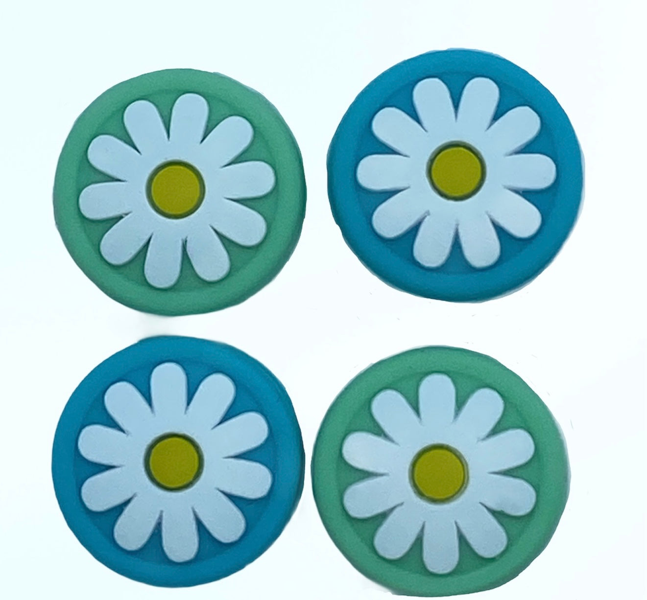 JenDore Green & Blue 4Pcs Flower Silicone Thumb Grip Caps for Nintendo Switch