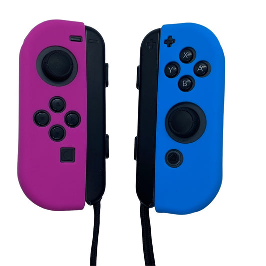JenDore Fundas protectoras Joy-con de silicona azul y rosa fucsia para Nintendo Switch