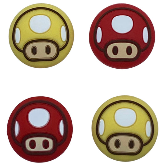 JenDore Champignons Rouges Jaunes 4Pcs Capuchons de Poignée en Silicone pour Nintendo Switch / NS Lite