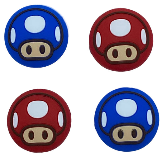 Jendore Rouge Bleu 4Pcs Champignons Silicone Thumb Grip Caps pour Nintendo Switch &amp; NS Lite