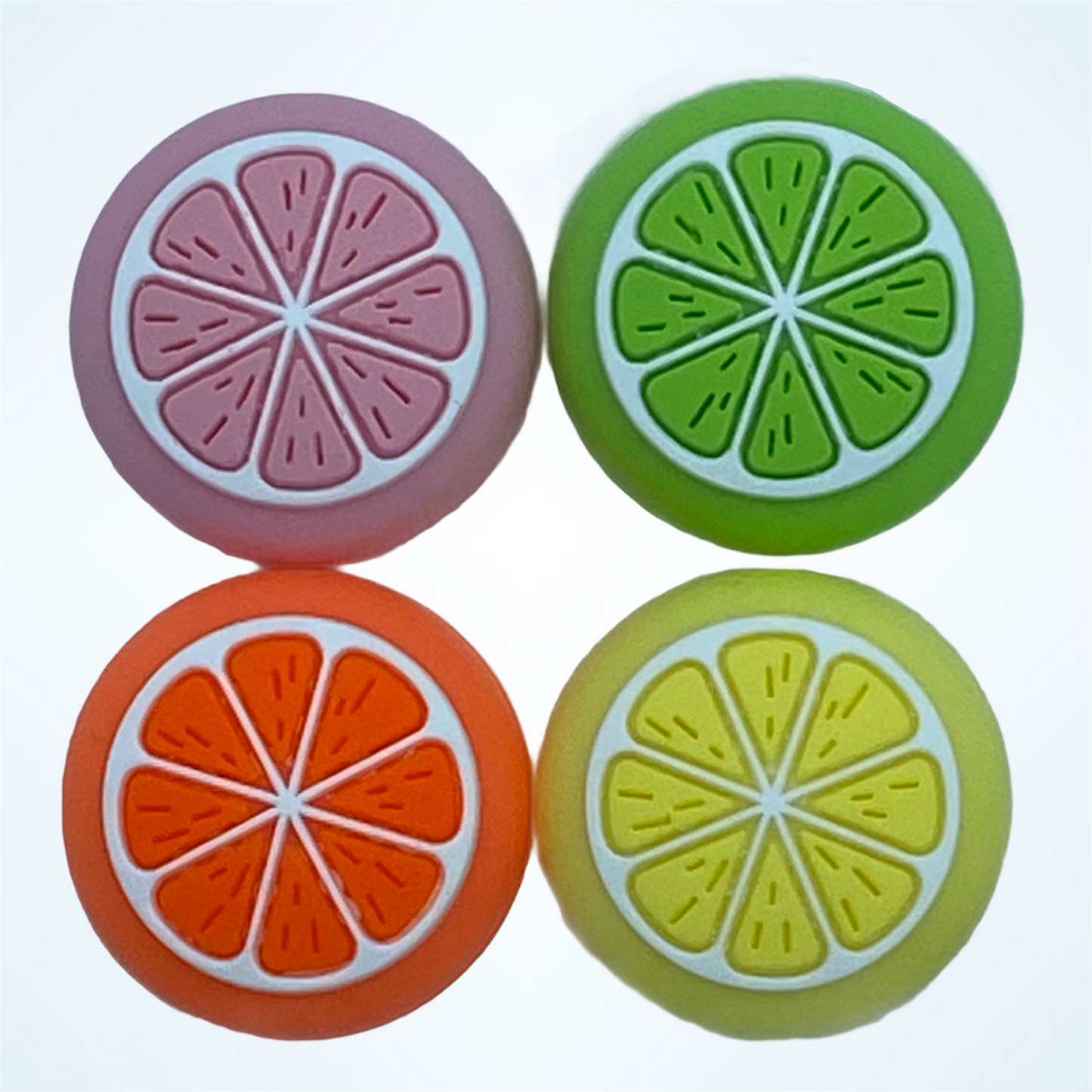 JenDore Pink Yellow Orange & Green Fruit  4Pcs  Silicone Thumb Grip Caps for Nintendo Switch