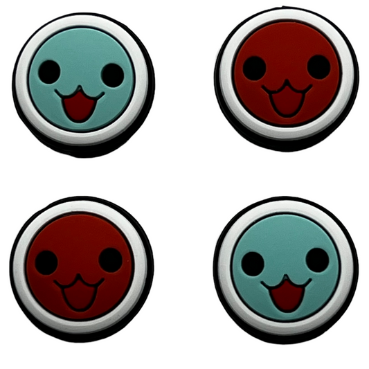 JenDore Red Teal Happy Face 4 tapas de silicona para agarre de pulgar para Nintendo Switch/NS Lite