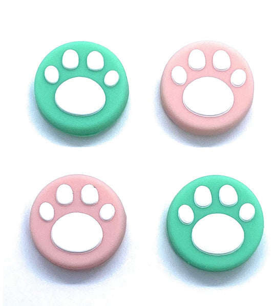 JenDore Pink & Green Paws 4 pcs Silicone Thumb Grip Caps for Nintendo Switch / NS Lite
