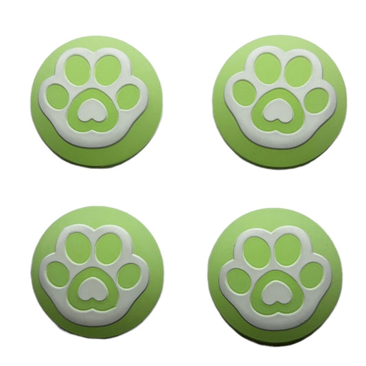 JenDore Green White Glow in the Dark Paws 4Pcs Silicone Thumb Grip Caps for Nintendo Switch Pro , PS5 , PS4 , and Xbox 360 Controller