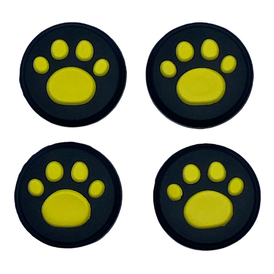 JenDore Yellow & Black 4Pcs Paw Silicone Thumb Grip Caps for Nintendo Switch