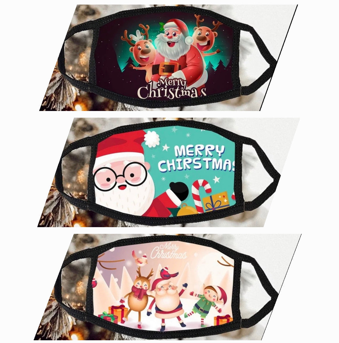 JENDORE Santa Claus Christmas Masks 3 pack