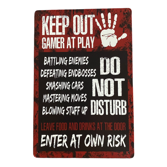 Jendore 12 x 8 Keep Out Gamer at Play Affiche en métal en étain