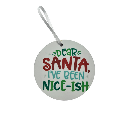 JenDore Handmade "Dear Santa, I've Been Nice-ish" Wooden Christmas Holiday Ornament