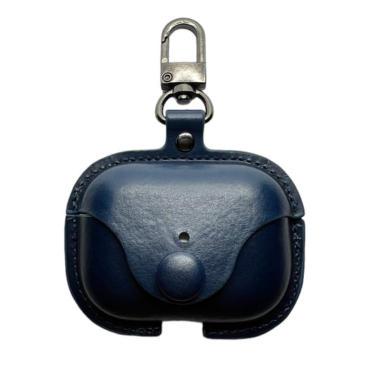 Jendore Étui de protection en cuir bleu avec bouton et porte-clés pour AirPods Pro