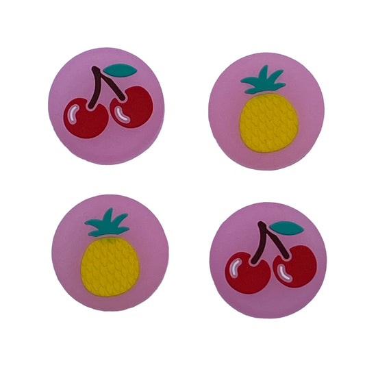 JenDore Jelly Pink Cherry Pineapple Fruit 4Pcs Silicone Thumb Grip Caps for Nintendo Switch