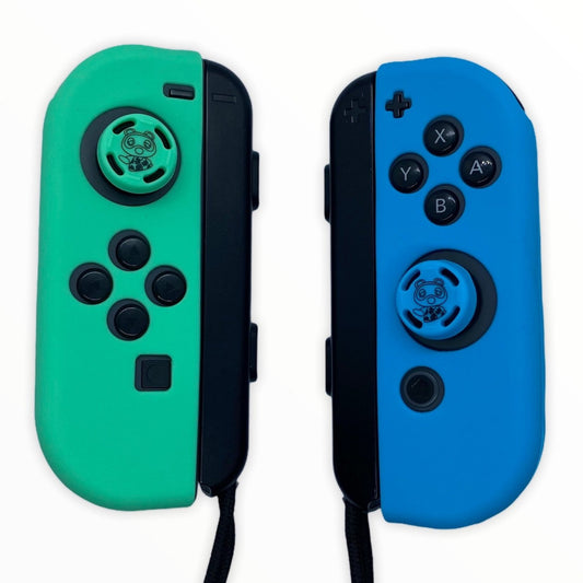 JenDore Blue Green #2 Silicone Nintendo Switch Joy-con Protective Shell Covers & Thumb Grips Set