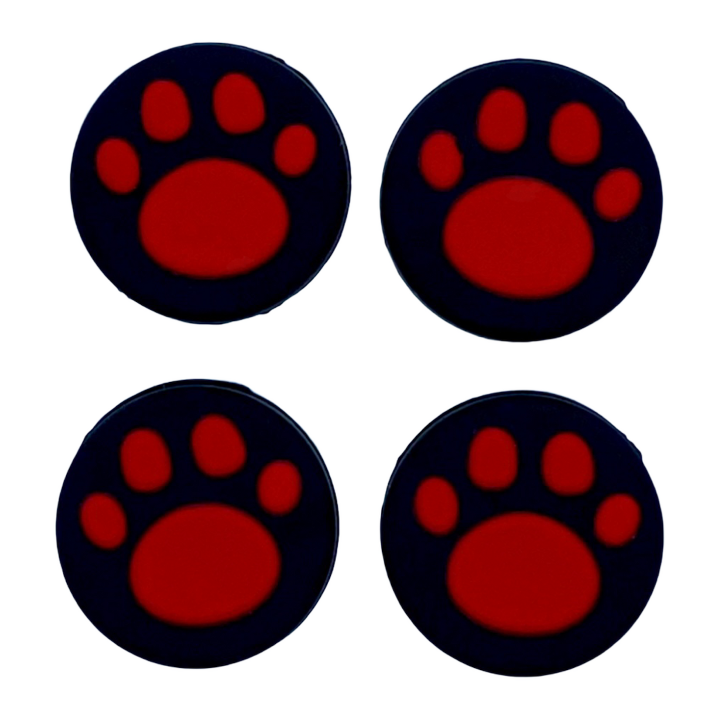 JenDore Red & Black 4Pcs Paw Silicone Thumb Grip Caps for Nintendo Switch