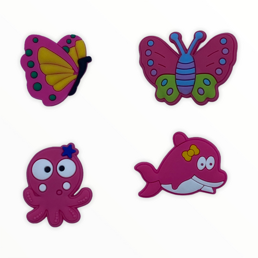 JENDORE PINK BUTTERFLIES WHALE OCTOPUS SHOE CHARMS FOR CLOGS OR BRACELET