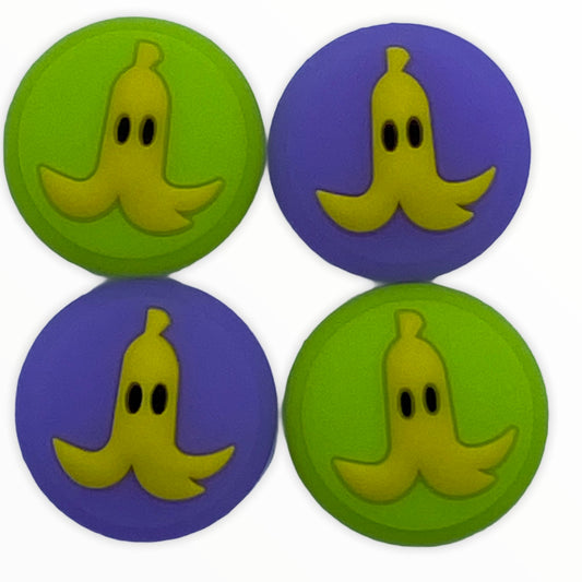 JenDore Lime Green & Purple 4Pcs Banana Silicone Thumb Grip Caps for Nintendo Switch