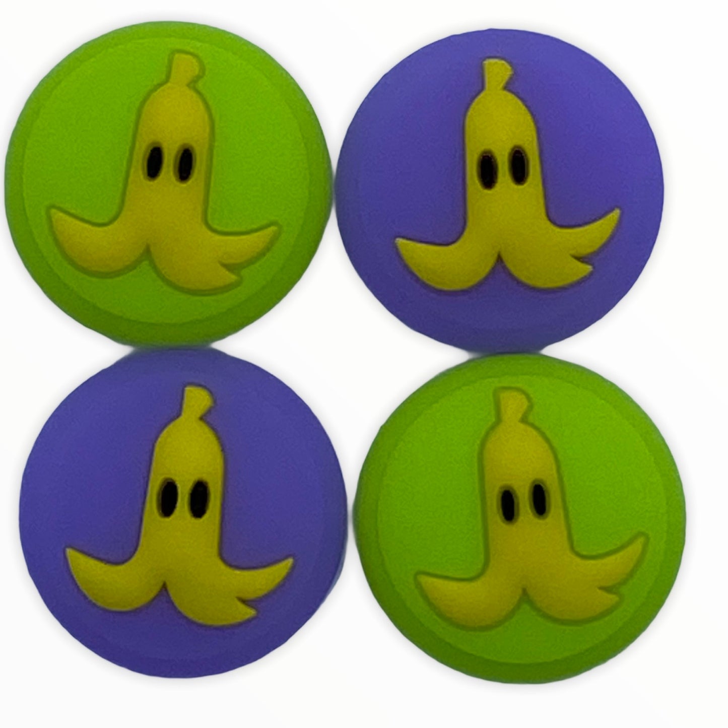 Jendore Lime Green &amp; Purple 4Pcs Banana Silicone Thumb Grip Caps pour Nintendo Switch