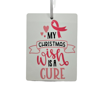 JenDore Handmade "My Christmas Wish is a Cure" Wood Christmas Ornament