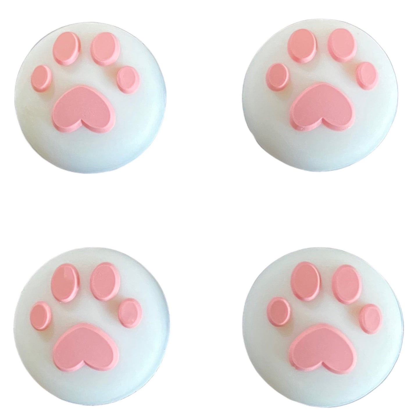 JenDore Pink & White 4Pcs Paws Silicone Thumb Grip Caps for Nintendo Switch
