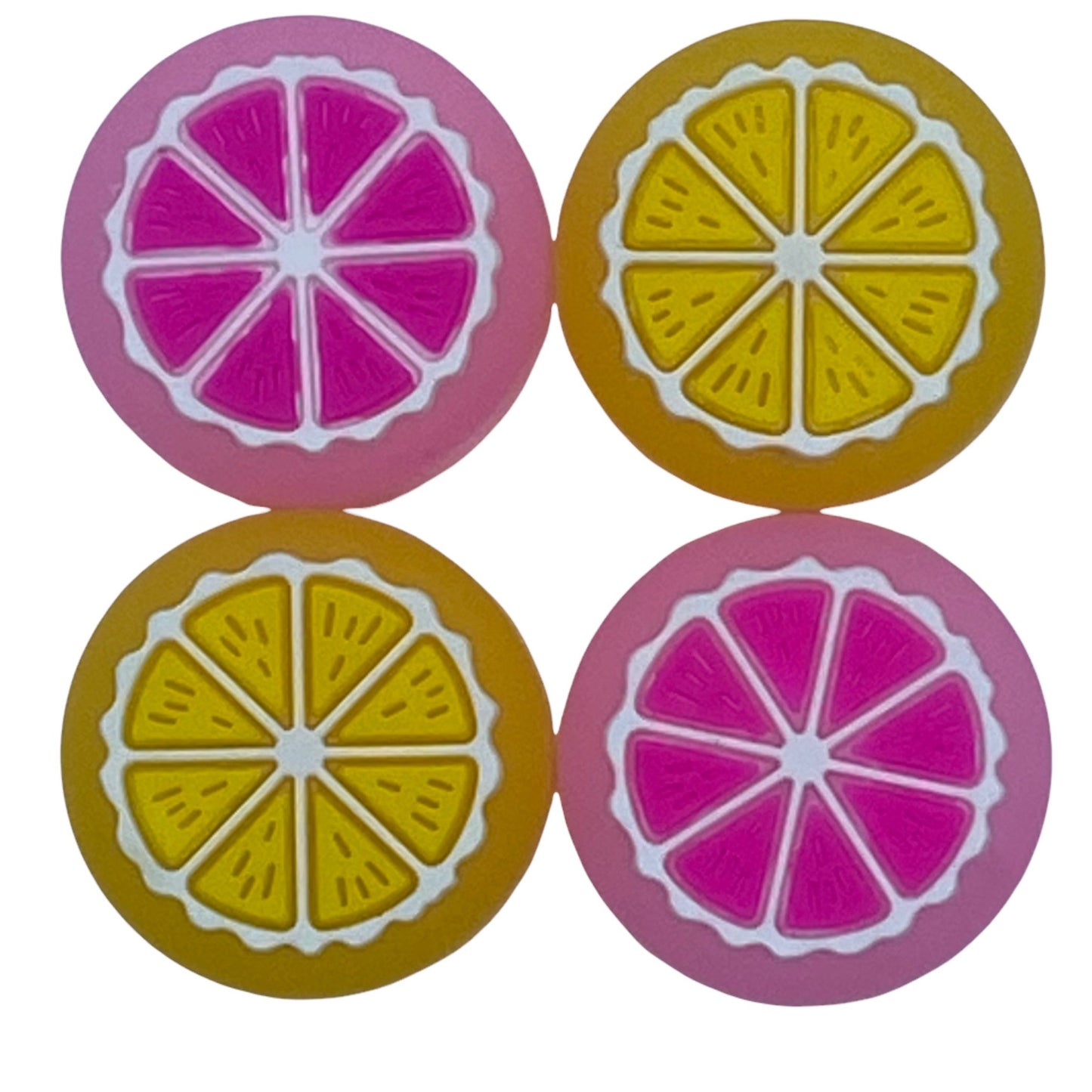 JenDore Pink Yellow Fruit 4Pcs Silicone Thumb Grip Caps for Nintendo Switch / NS Lite