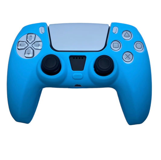 JenDore PS5 Controller Light Blue Smooth Front Silicone Protective Cover Shell