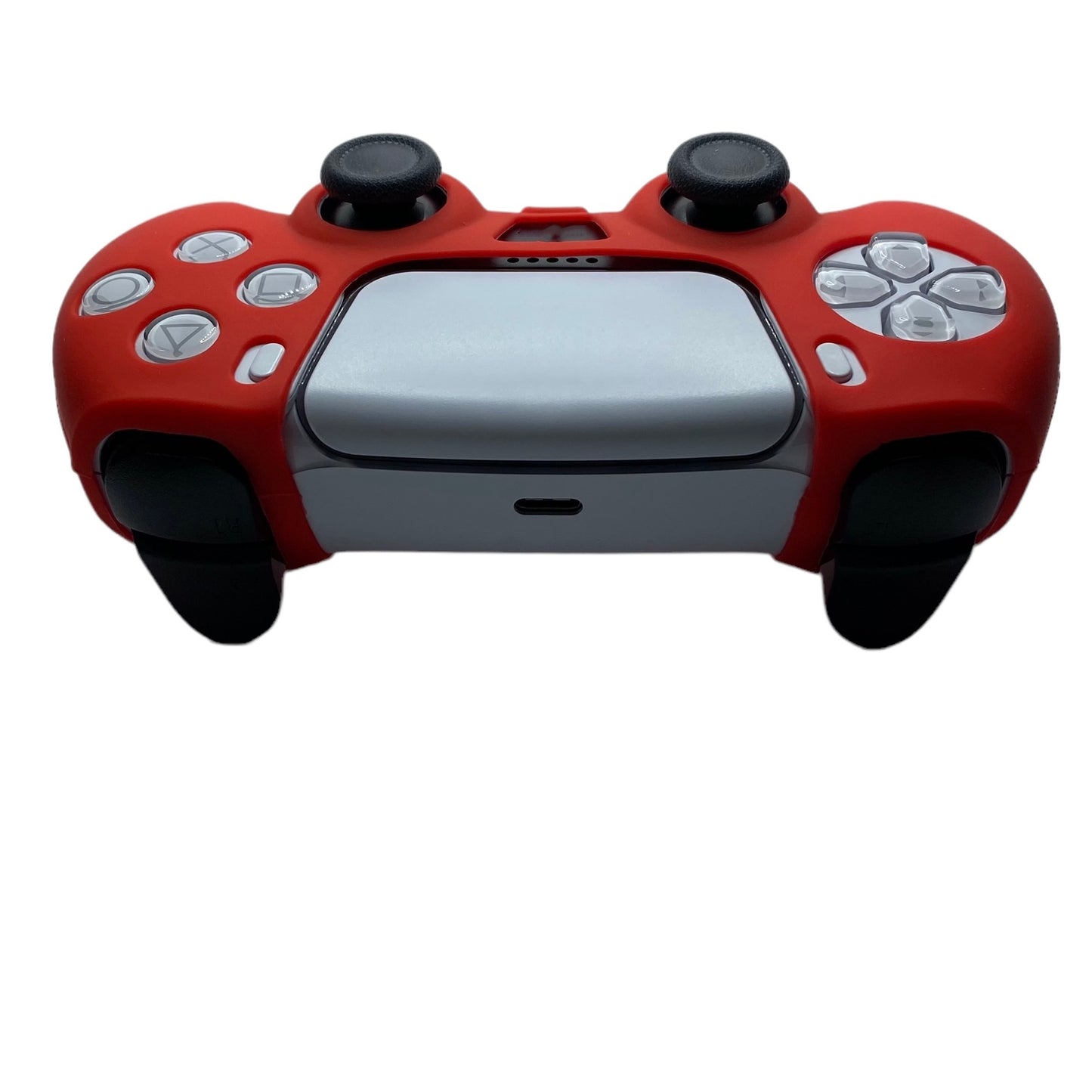 JenDore PS5 Controller Red Smooth Front Silicone Protective Cover Shell