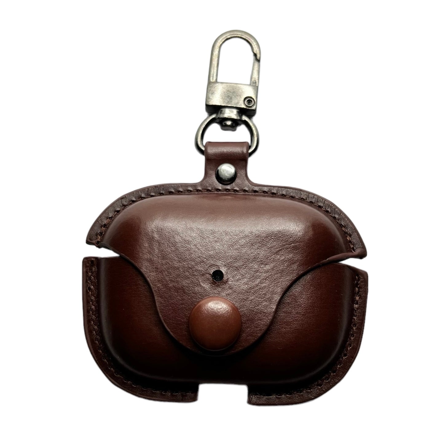 Jendore Étui de protection en cuir marron foncé avec pochette de transport et porte-clés pour AirPods Pro