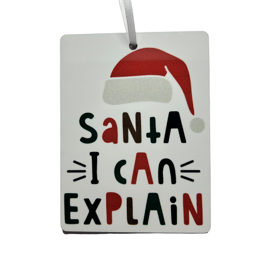 JenDore Handmade "Santa I Can Explain" Wooden Christmas Holiday Ornament