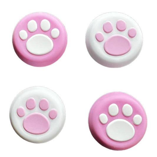 JenDore Pink White Paws 4 tapas de silicona para agarre de pulgar para mando de Nintendo Switch Pro, PS5, PS4 y Xbox 360