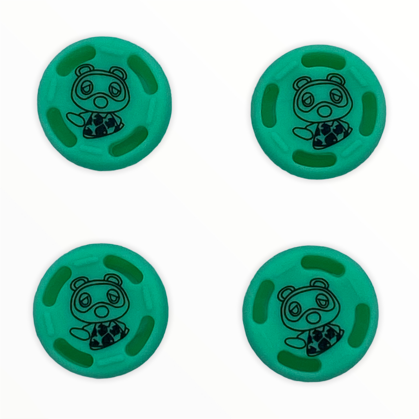 JenDore Green 4Pcs Raccoon Silicone Thumb Grip Caps for Nintendo Switch