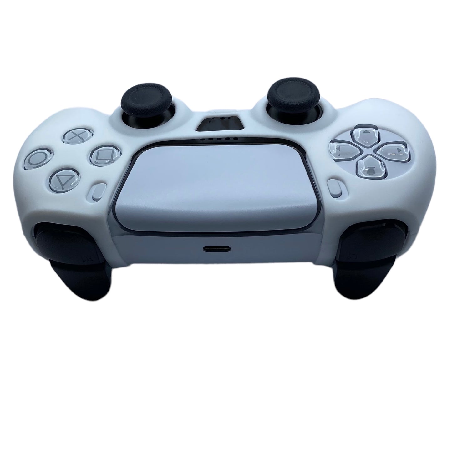JenDore PS5 Controller White Smooth Front Silicone Protective Cover Shell