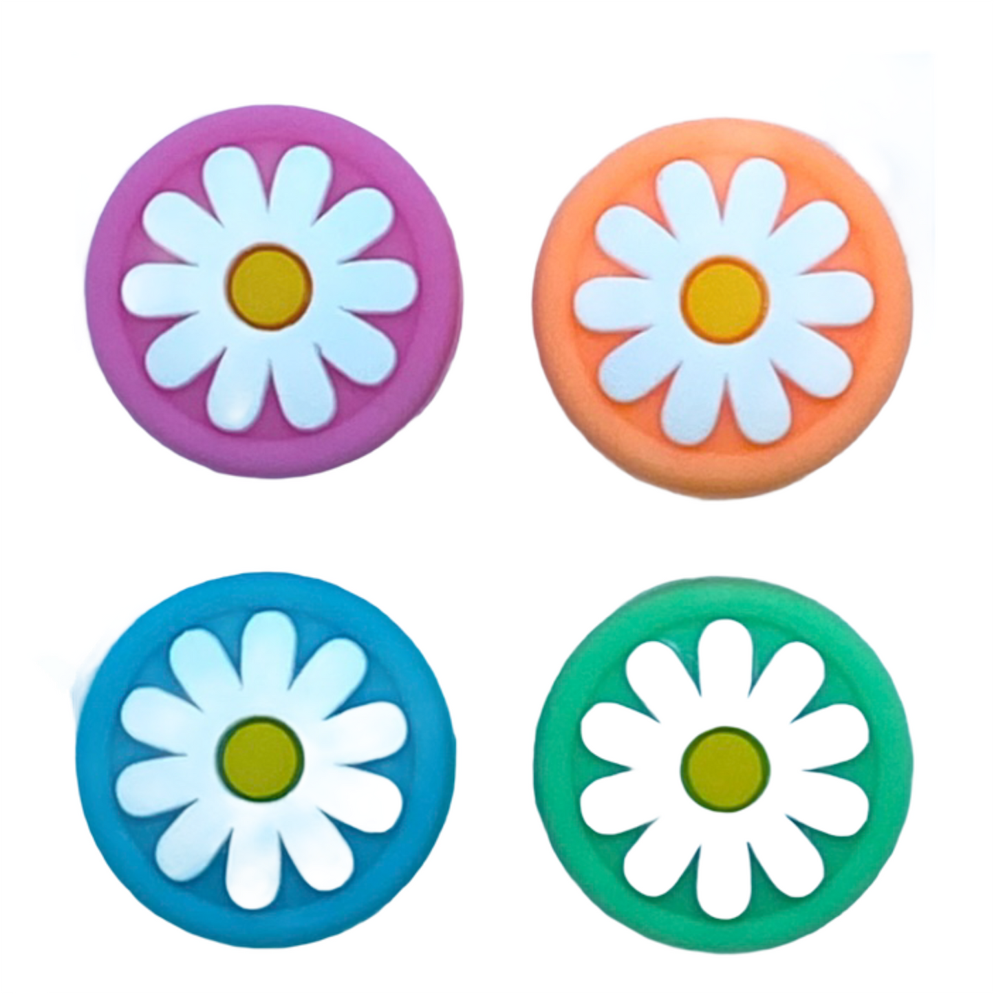 JenDore Pink Orange Green Blue 4Pcs Flower Silicone Thumb Grip Caps for Nintendo Switch