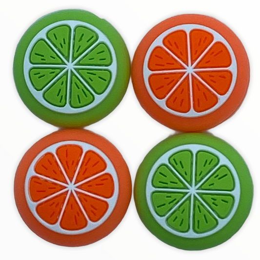 JenDore Naranja y Fruta Verde 4 Piezas Tapas de Agarre de Pulgar de Silicona para Nintendo Switch