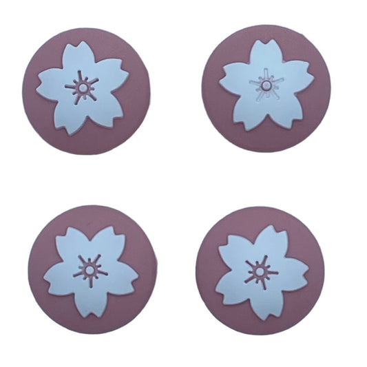 JenDore Pink & White 4Pcs Flowers Silicone Thumb Grip Caps for Nintendo Switch