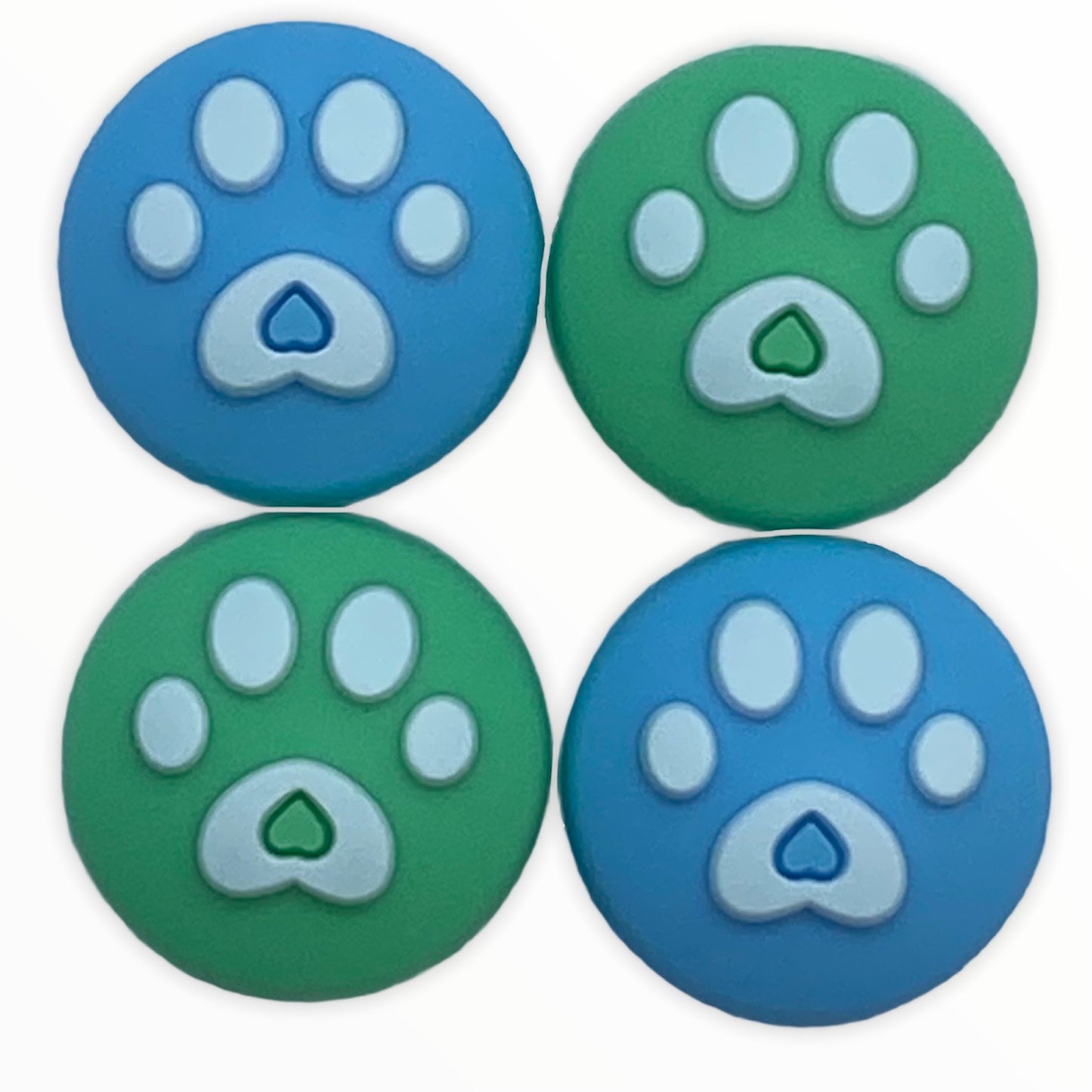 JenDore Green & Blue 4Pcs Paw Silicone Thumb Grip Caps for Nintendo Switch