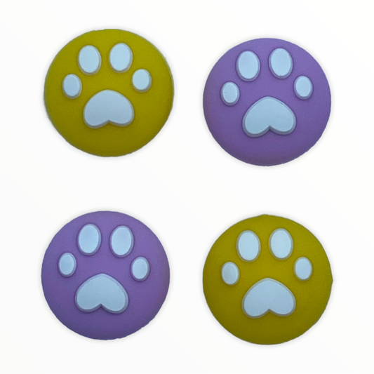 JenDore Purple & Yellow 4Pcs Paws Silicone Thumb Grip Caps for Nintendo Switch