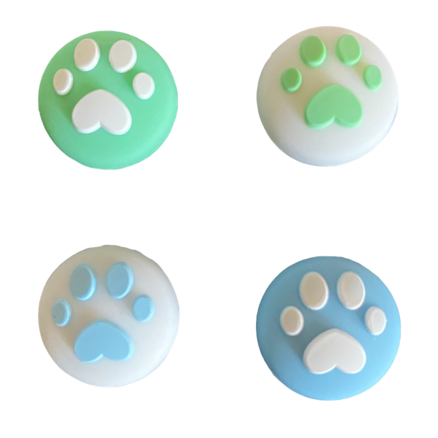 JenDore Green Blue Paw 4Pcs Silicone Thumb Grip Caps for Nintendo Switch