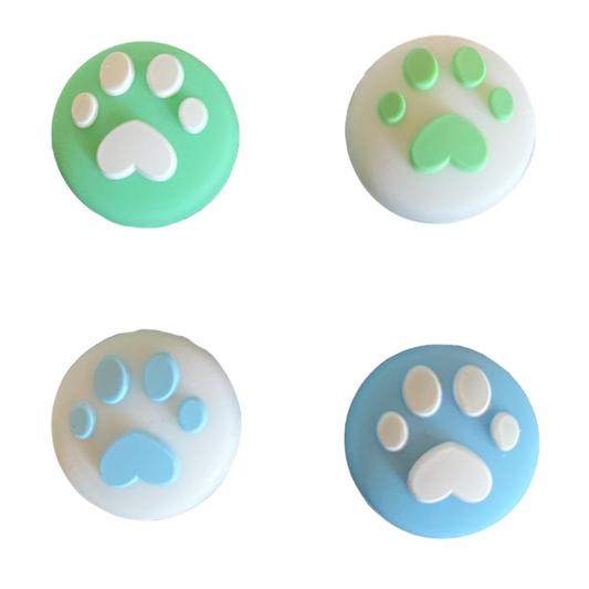 Jendore Green Blue Paw 4Pcs Capuchons de poignée en silicone pour Nintendo Switch