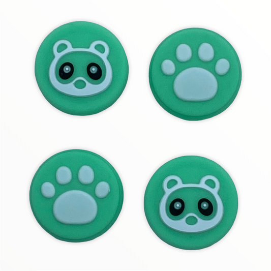 JenDore Verde 4 Piezas Tapas de Agarre de Pulgar de Silicona con Patas de Mapache para Nintendo Switch