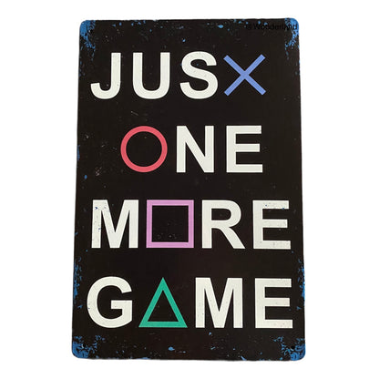 JenDore 12x8 PS4 Just One More Game Metal Tin Poster Wall Art Gaming Sign