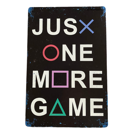 JenDore 12 x 8 PS4 Just One More Game - Póster de metal para pared, diseño de juegos