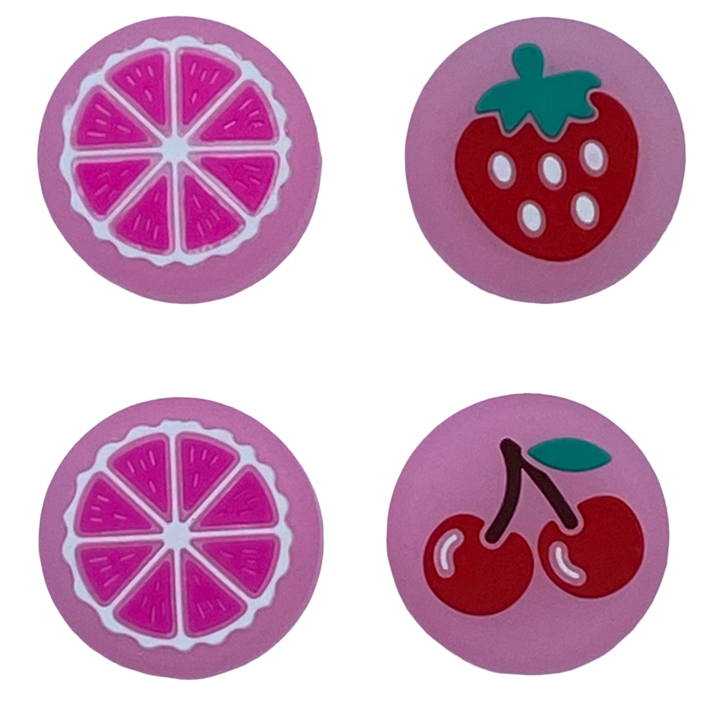 JenDore Jelly Pink Strawberry Cherry Fruit 4Pcs Silicone Thumb Grip Caps for Nintendo Switch