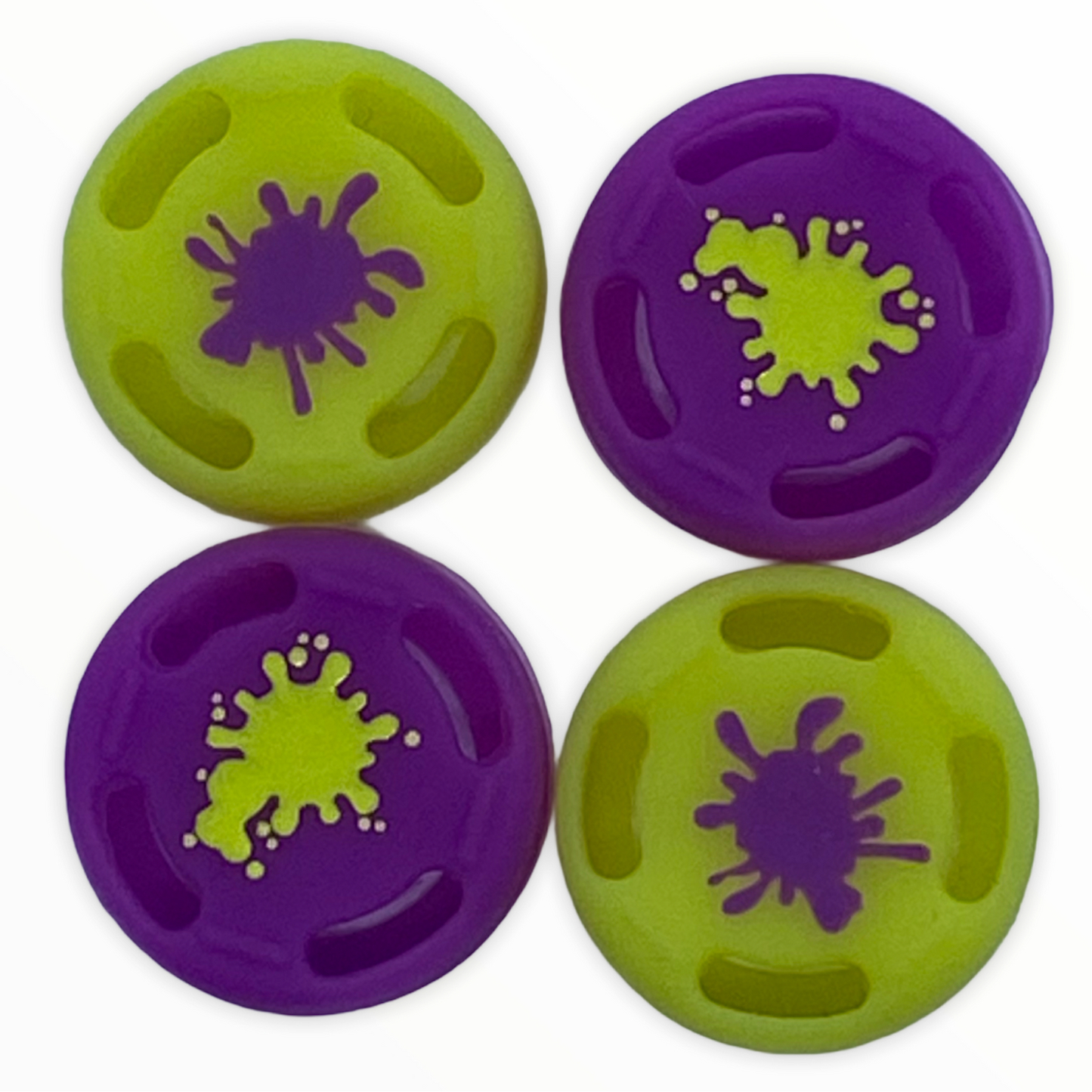 JenDore Purple & Yellow Splats 4Pcs Silicone Thumb Grip Caps for Nintendo Switch