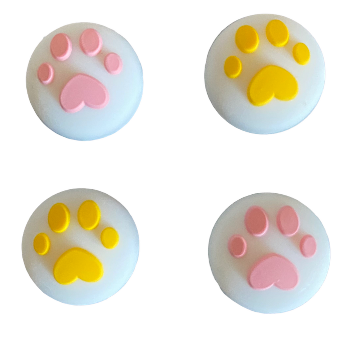 JenDore Pink Yellow Paw 4Pcs Silicone Thumb Grip Caps for Nintendo Switch