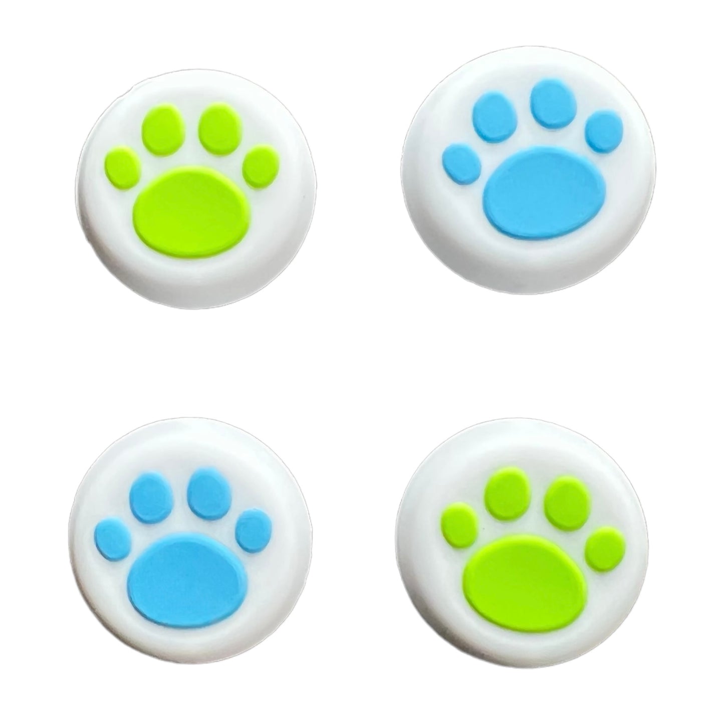 JenDore Green Blue White 4Pcs Silicone Thumb Grip Caps for Nintendo Switch Pro , PS5 , PS4 , and Xbox 360 Controller