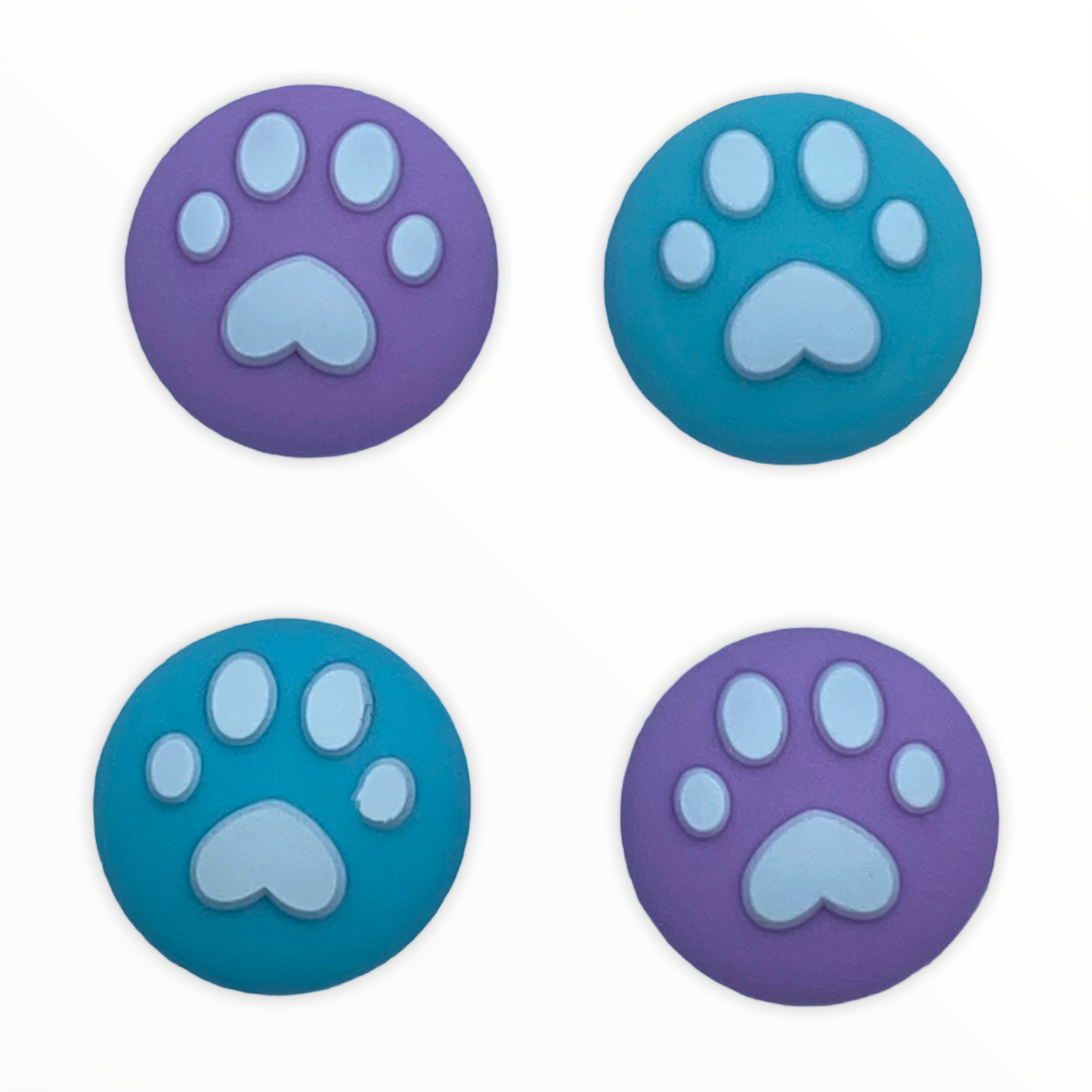 JenDore Purple & Blue 4Pcs Paws Silicone Thumb Grip Caps for Nintendo Switch