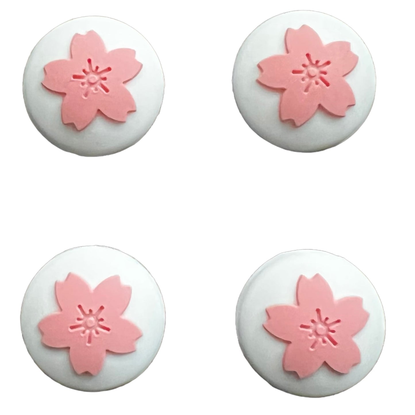 JenDore Pink & White 4Pcs Flowers Silicone Thumb Grip Caps for Nintendo Switch