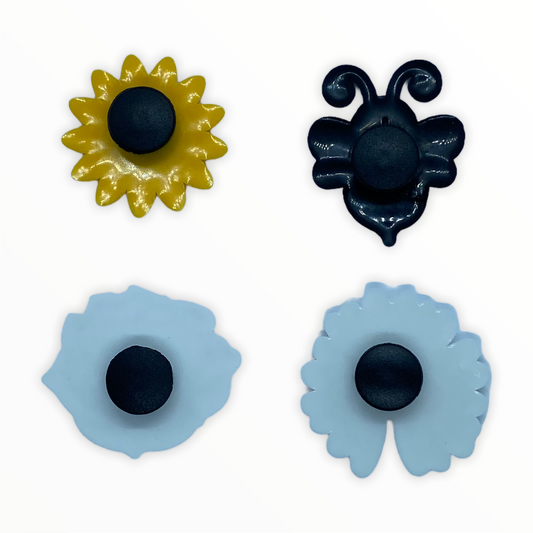 JenDore Summer Flowers 4 pcs Lot Shoe Charms for Bracelets or Clogs