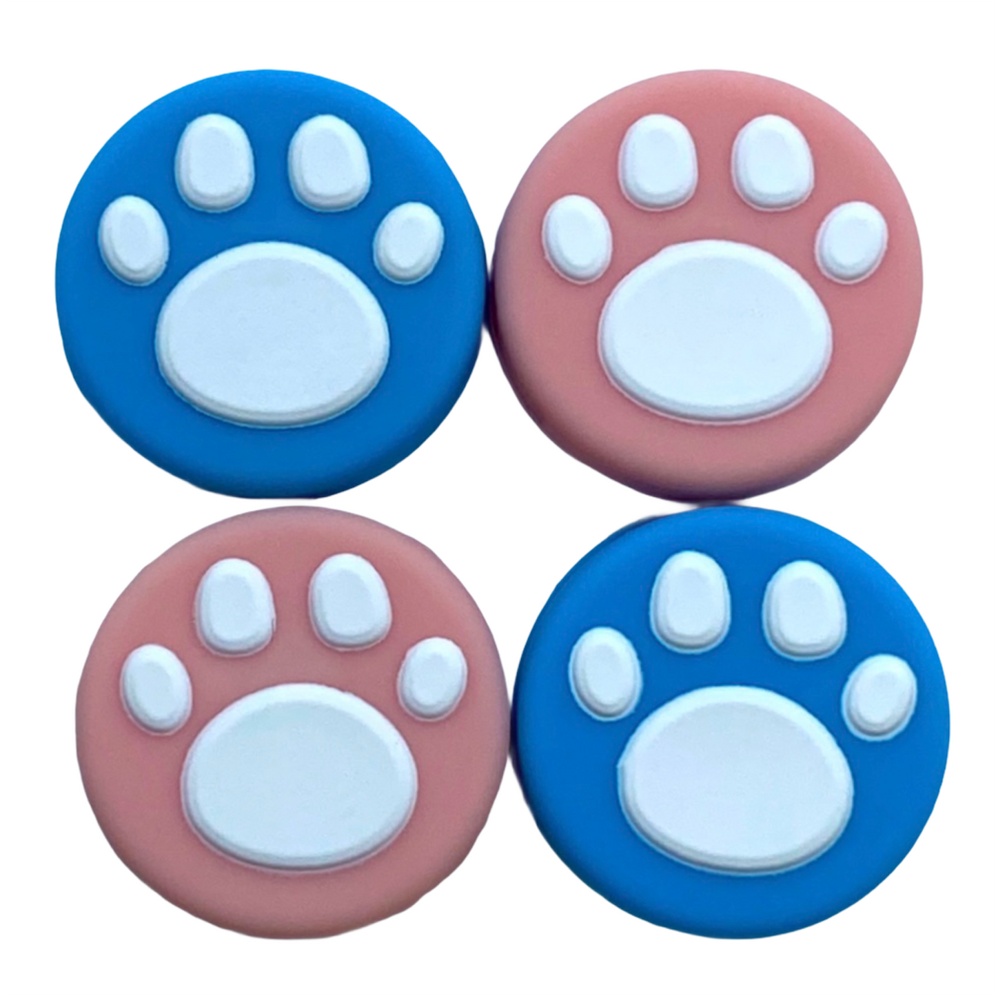 JenDore Blue Pink  4Pcs Paw Silicone Thumb Grip Caps for Nintendo Switch