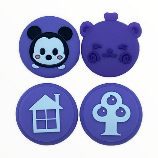 JenDore Purple Mouse Bear Tree House 4Pcs Silicone Thumb Grip Caps for Nintendo Switch