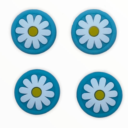 Jendore Blue Flowers 4Pcs Capuchons de poignée en silicone pour Nintendo Switch